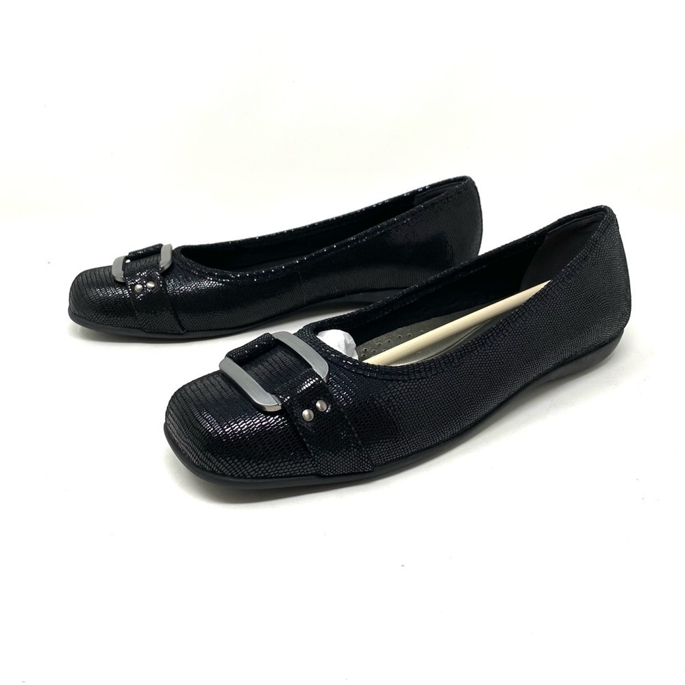 Trotters Sizzle Ballet Flats Black Patent Suede